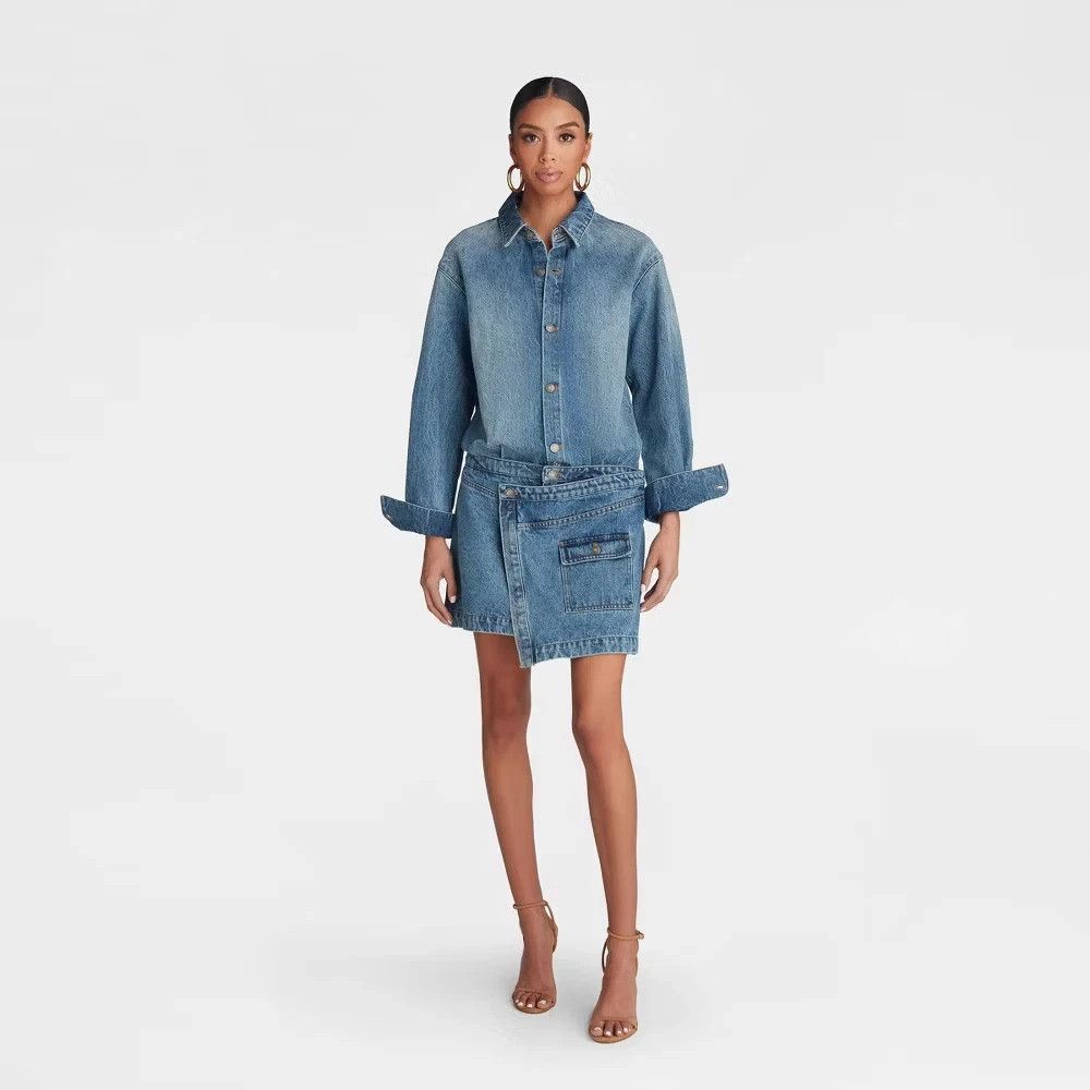 KBB by KAHLANA Women's Long Sleeve 'The Asymm Denim Dress' - XS NWT